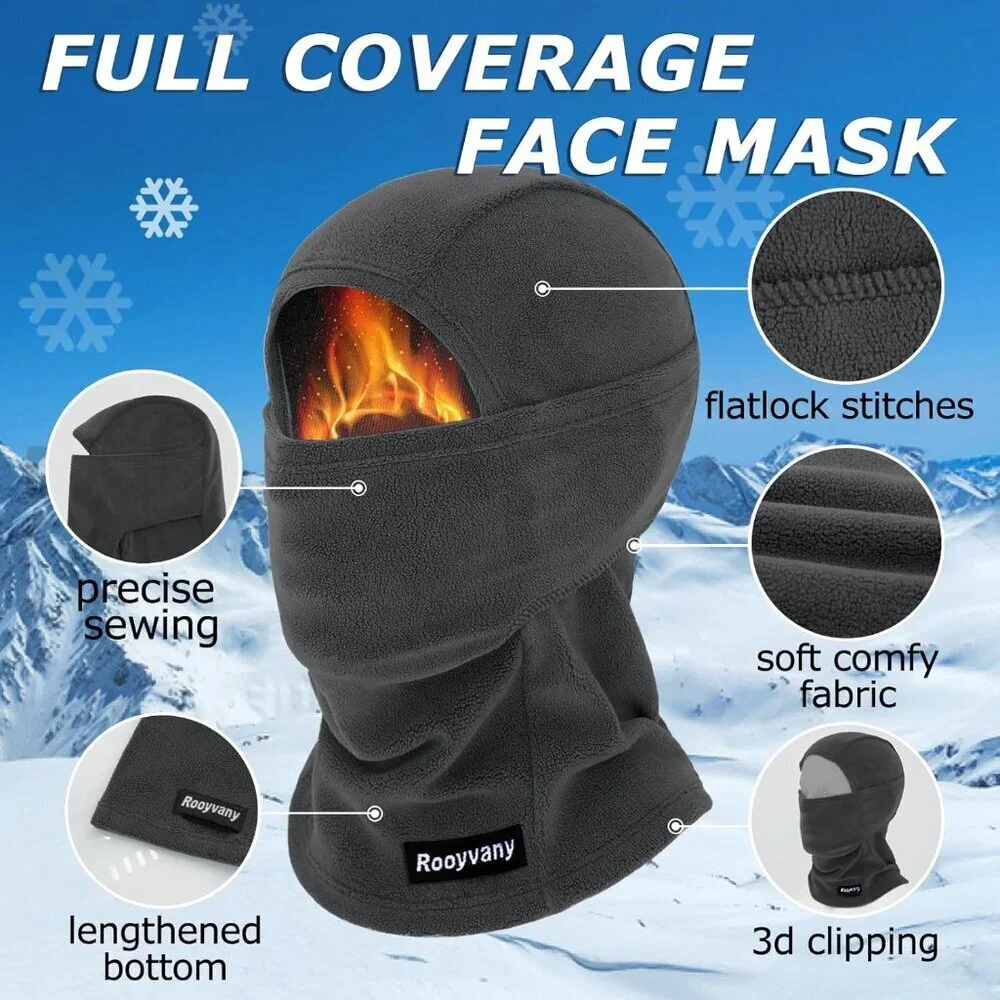 Women's Dark Grey Balaclava Mask Warm Windproof Lightweight Winter Face Mask